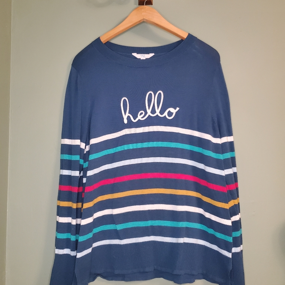 Striped "Hello" Sweater
